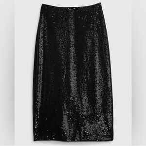 Black Sequin Midi Skirt